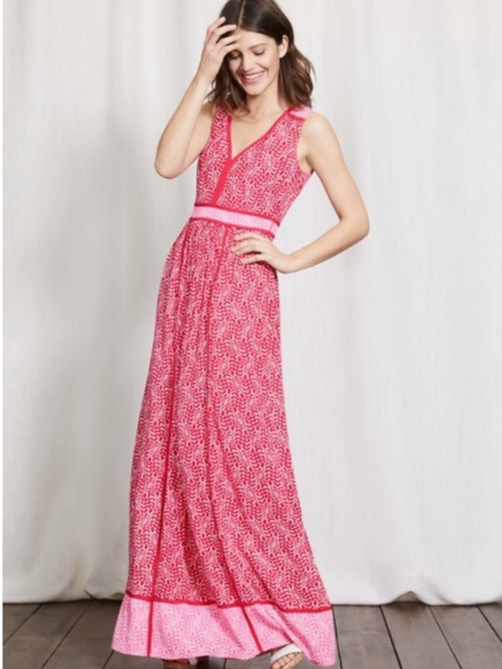 Boden Laurie Maxi Dress Red Pink size 8